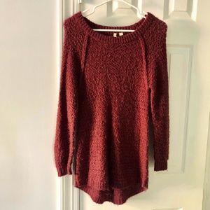 Frenchi Maroon Knit Oversized Pullover Sweater